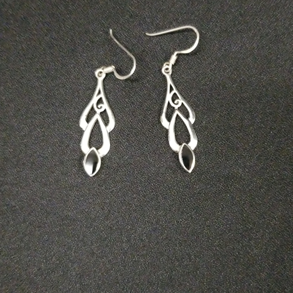 Sterling onyx  earrings